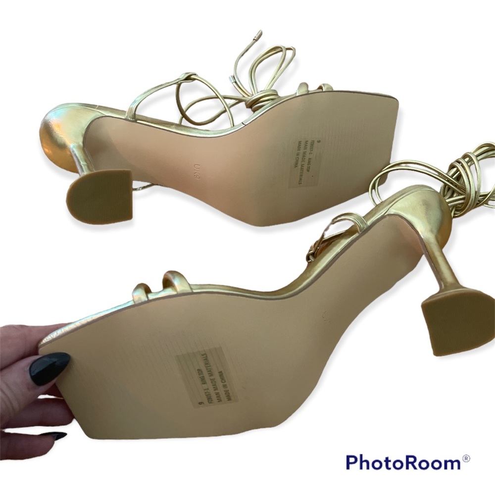 New with Box EGO Ring Top Gold Strappy Heels - Picture 9 of 15
